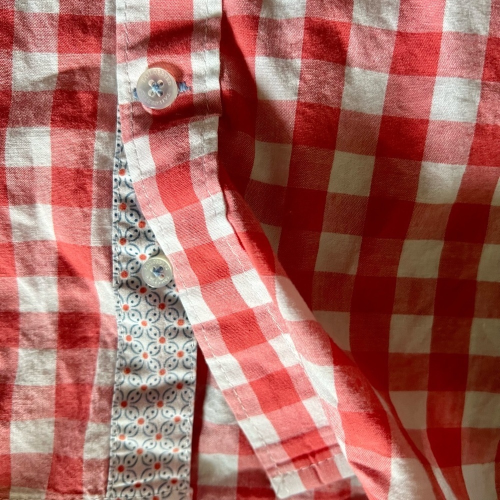 Tailorbyrd Red White Gingham Button Down Shirt Men’s Medium - Picture 5 of 5